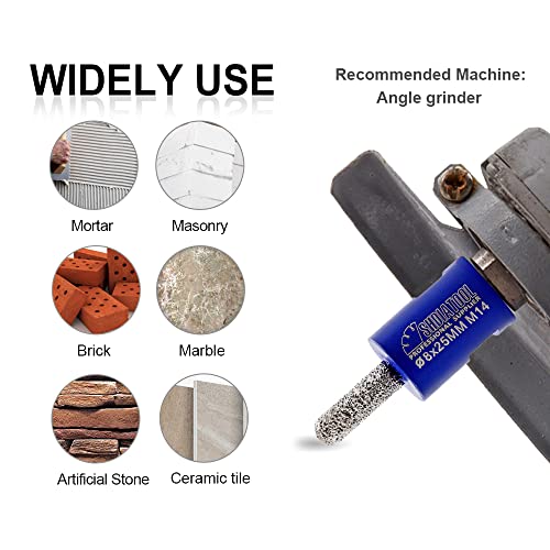 SHDIATOOL Diamond Mortar Raking Bit, 8 mm x 25 mm, M14 Thread Diamond Mortar Cutter for Old Mortar Blown - Image 4