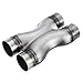 Upower Exhaust Xpipe 3" Universal Aluminized Stamped SUS409 Dual Inlet/Outlet Pipe