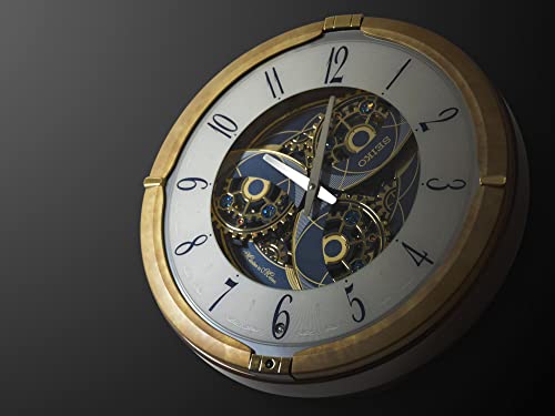 Image of SEIKO Elegant Melodies in Motion Round Plastic Analog Home Decor English Numbers Musical Wall Clock (Size: 39 x 9.6 x 39 CM | Weight: 2700 gram | Color: Golden)