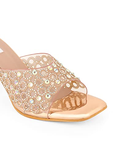 Image of ELLE Women's Embellished Block Heel Slip-On Sandals