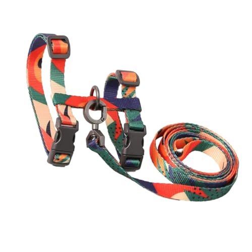 DINHEAROM ??材質型猫用ハーネス 牽引ロープ付き 調節可能で抜けにくい 胸あて式ソフトベルト 快適な装着感 ペット用 リード お散歩用猫用