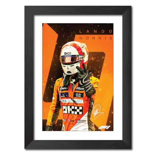 Image of TenorArts Lando Norris Poster F1 Driver Posters Formula One Photo Frame Painting with Matt Finish Black Texture (12 inches x 9inches)