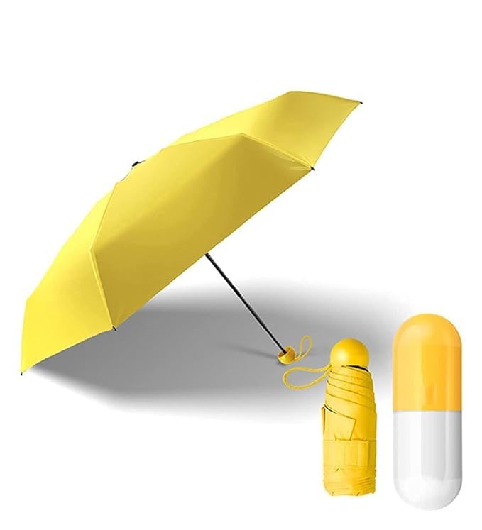 Image of Capsule Umbrella UV Protection Tablet Umbrella For Rain Windproof & Sun Protection Features, Double Layer 5 Folding Automatic Open Compact Capsule Case For Men Women Kids