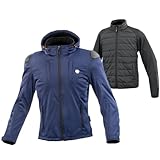 [KOMINE] バイク用 ジャケット JK-6235 ハイプロテクトソフトシェルシステムパーカ セット Navy M 07-6235 M