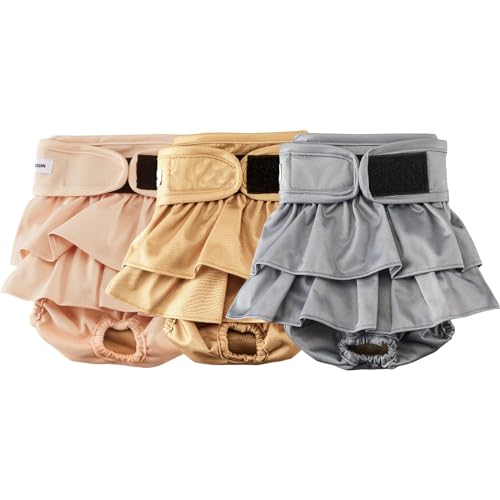 Pañales Reutilizables Lavables para Perros Hembra, Paquete de 3, Altamente absorbentes para Perros pequeños, para el celo, la incontinencia y el Entrenamiento de Cachorros (M)