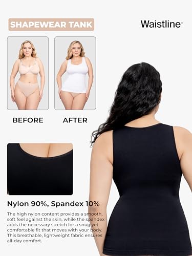 WAISTLINE Women's Compression Tank Top with Wide Straps - Shapewear Camisole for Women - Body Shaper Cami for Tummy Control