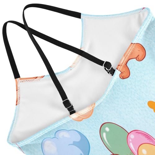 Kids Swim Suits 3-10 Y Beach Apparel, Cute Bears Balloons Light Blue4