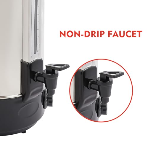 Image of 120 Cup Electric Hot Water Dispenser, 7.4 Gallon Stainless Steel Commercial Water Boiler and Warmer, 1800W Temp Adjustable Tabletop Tea Coffee Urn for Parties (7.4Gal Black)