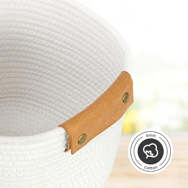 Storage Basket Set, 3 Pack Baskets for Shelves, White Storage Baskets for Organizing Toys, 11.4Lx9.4Wx7.4H