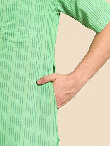 Image of Rajubhai Hargovindas Green Khadi Half Sleeve Kurta