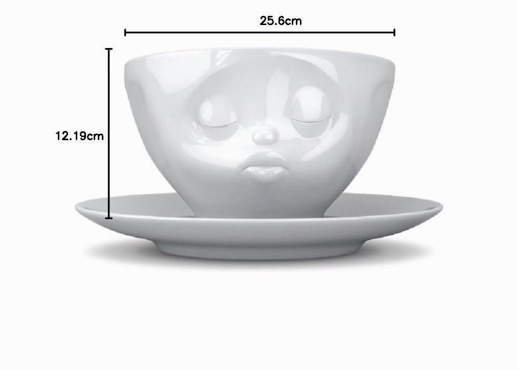 FIFTYEIGHT PRODUCTS Kaffeetassen 2er Set + Servietten, 200 ml, KÜSSEND+GLÜCKLICH