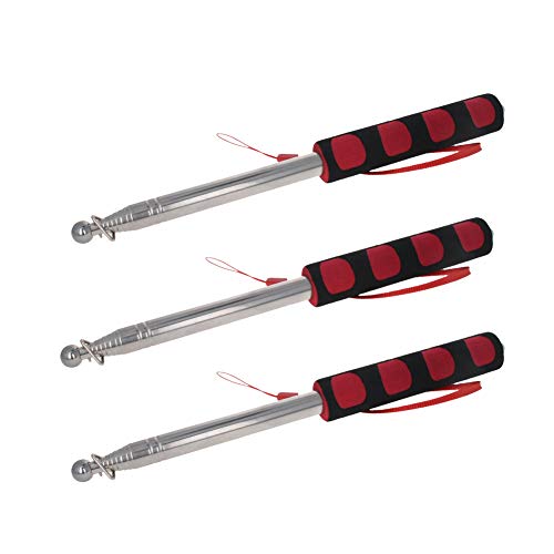 Image of Othmro 3Pcs Hollow Telescopic Teachers Pointer, Teaching Pointer Stick for Classroom, Metal Hand Retractable Pointer Extended Length 55.1 inch, Handheld Presenter Whiteboard Pointer (Red)
