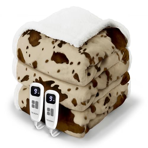 Image of Heated Blanket King Blanket - Fast Heating Electric Blanket, Soft Flannel Heated Throw with 4 Time Settings,10 Heating Settings, Warm Gifts for Women & Mom & Grandma