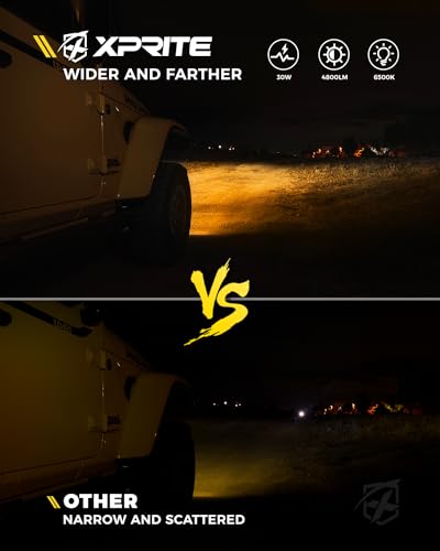 Image of 300% Bright 60W LED Fog Lights 6500K Compatible with 18+ Jeep JL JT, Amber | 2 Light Functions, Angel Eye, Adjustable Angle, Waterproof, Plug N Play, DOT Approved