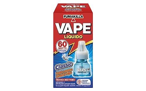 Vape, Ricarica Liquida Classic, Protezione per 60 Notti (480 Ore), Efficace contro le Zanzare Comuni e Tigre, 36 ml