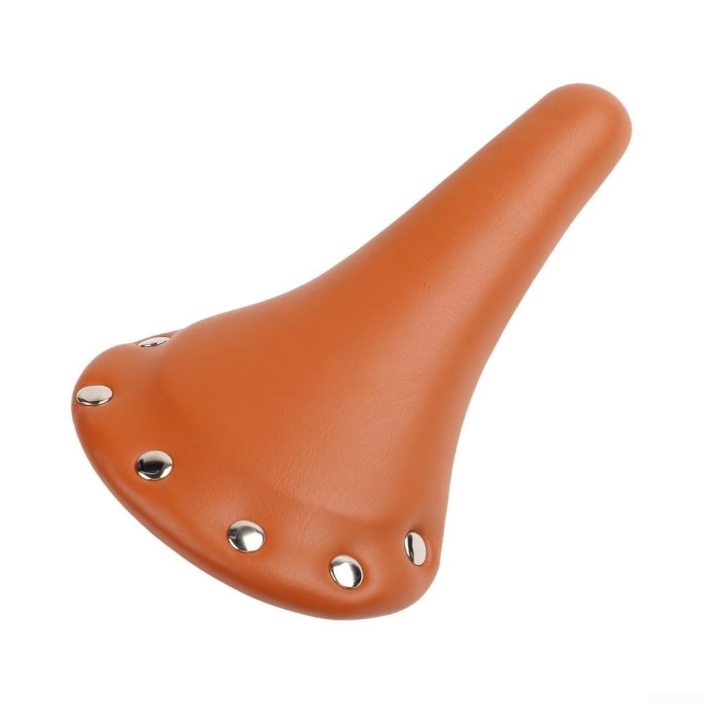 Rackumic Vintage Track Bicycle Saddle 28cm PU Leather(Brown)