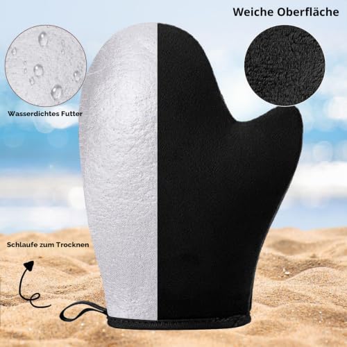 2 Selbstbräuner Handschuhe, Doppelseitig, Schwarz, mit Mini-Handschuh – Ansicht 3
