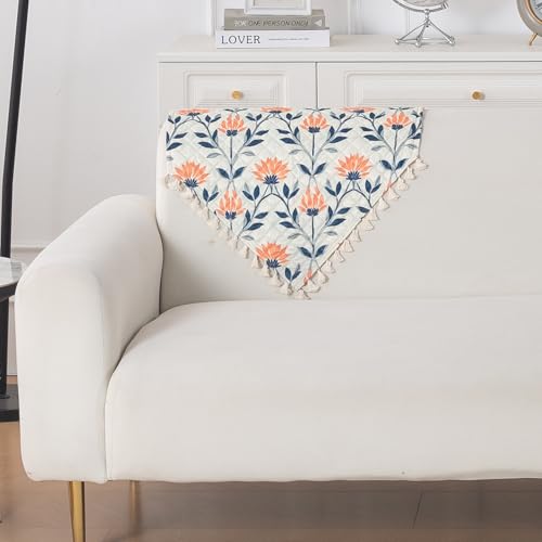 Image of HOKIPO Folk Garden Quilted Sofa Backrest Cover Mat| 'Tassel Twigs' Series (IN-988-T9)