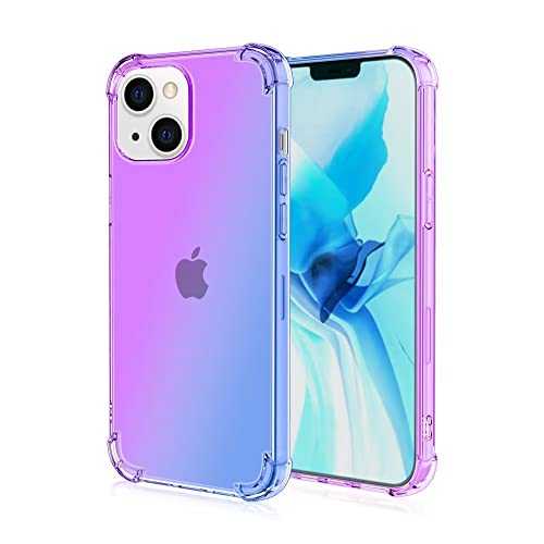 EASSGU Funda para iPhone 13 Mini (5.4' Inches), Carcasa Protectora de Color Degradado Transparente, Case para Teléfono Anticaída y Antiarañazos - Azul PúRpura