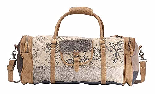 Myra Bag Traverse Upcycled Canvas & Cowhide Traveller Duffel Bag S-1508 - Main Image