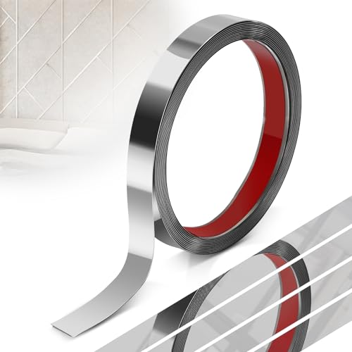 efuturetime Modanatura Autoadesiva in Acciaio Inox, 2cmx5m, Modanatura Flessibile Metallizzata con Effetto Specchio per la Decorazione di Mobili, Bordi a Specchio, Pareti, Porte, Soffitti, Argento