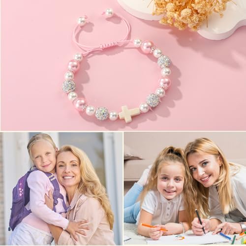 Image of Class of 2026 Graduation Gifts for Girls, Natural Cross Beads Charm Bracelet Middle High Kindergarten Preschool School Gifts Jewelry for Her