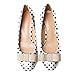 Esvowido Women's Chunky Block Mid Heeled Round Closed Toe Pumps Slip on Heels Comfortable Casual Wedding Dress Shoes 2.5 Inch Polka Dot US Size 8