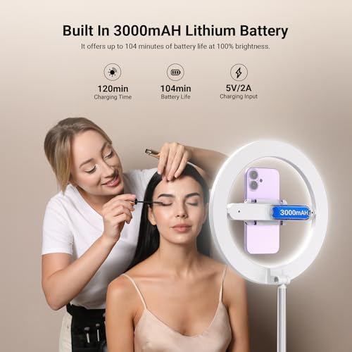 Image of NEEWER Entry Level Version 10 inch 7W LED Ring Light with Stand /Phone Holder Mount /3 Color Modes, 69 inch Telescopic Selfie Ringlight, Lighting for iPhone Streaming Makeup Lash Studio Video Recording, N18