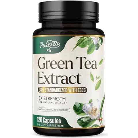 Green Tea Extract Pills 1000mg with EGCG for Heart Support with Antioxidants - 98% Standardized Polyphenols - 3X Absorption Green Tea Capsules for Natural Energy, Gentle Caffeine - 120 Capsules Cover