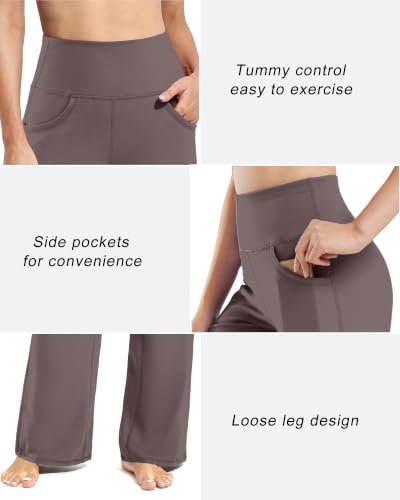 Image of Promover Wide Leg Pants for Woman Yoga Pants with Pockets Stretch