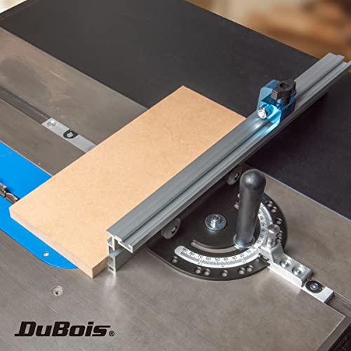 Dubois 51007 Table Saw Miter Gauge Fence System W/ 13 Precise Angle Stops & Standard 3/4”X 3/8”T-Slotted Miter Bar W/T-Slot Plate, Includes T-Track Miter Fence, T-Track Flip Stop, Sea/Metric Scale #TOP1