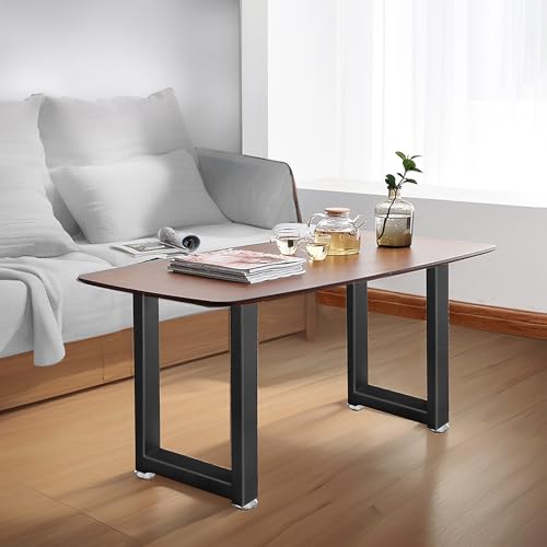 Image of 20 inch Metal Table Legs with Adjustable Protector Feet, Heavy Duty Furniture Legs Set of 2, Modern Desk Legs for DIY Dinning Table, Coffee Table, Cocktail Table, Rectangle Shape (20 inchH x 13 inchW)