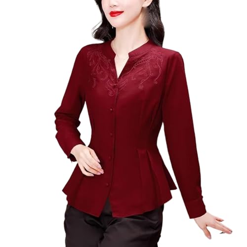 Chemisier élégant pour femme manches longues mode chic vêtement broderie classique