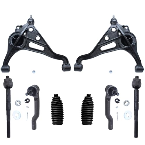 Image of Detroit Axle - 8pc Front End Kit for 1999-2004 Chevrolet Tracker Suzuki Vitara, 2 Lower Control Arms with Ball Joint Assembly 4 Inner Outer Tie Rod Ends 2 Boots 2000 2001 2002 2003 Replacement