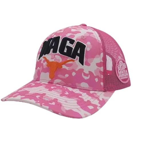 Pink Camo MAGA Hat with Bull Horns