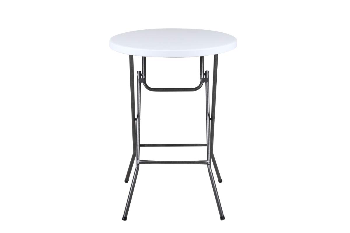 Phoenix Home Granite Round Plastic Bar Height Folding Table, 32", White