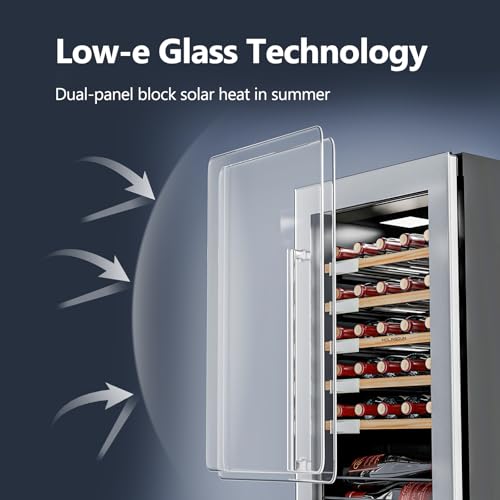 Image of Wine Fridge, 33 Bottles Freestanding Wine Cooler, Intelligent Compressor, Frost Free, Stainless Steel Door, 41-64℉ Digital Temperature Control, for Red, White, Champagne or Sparkling Wine