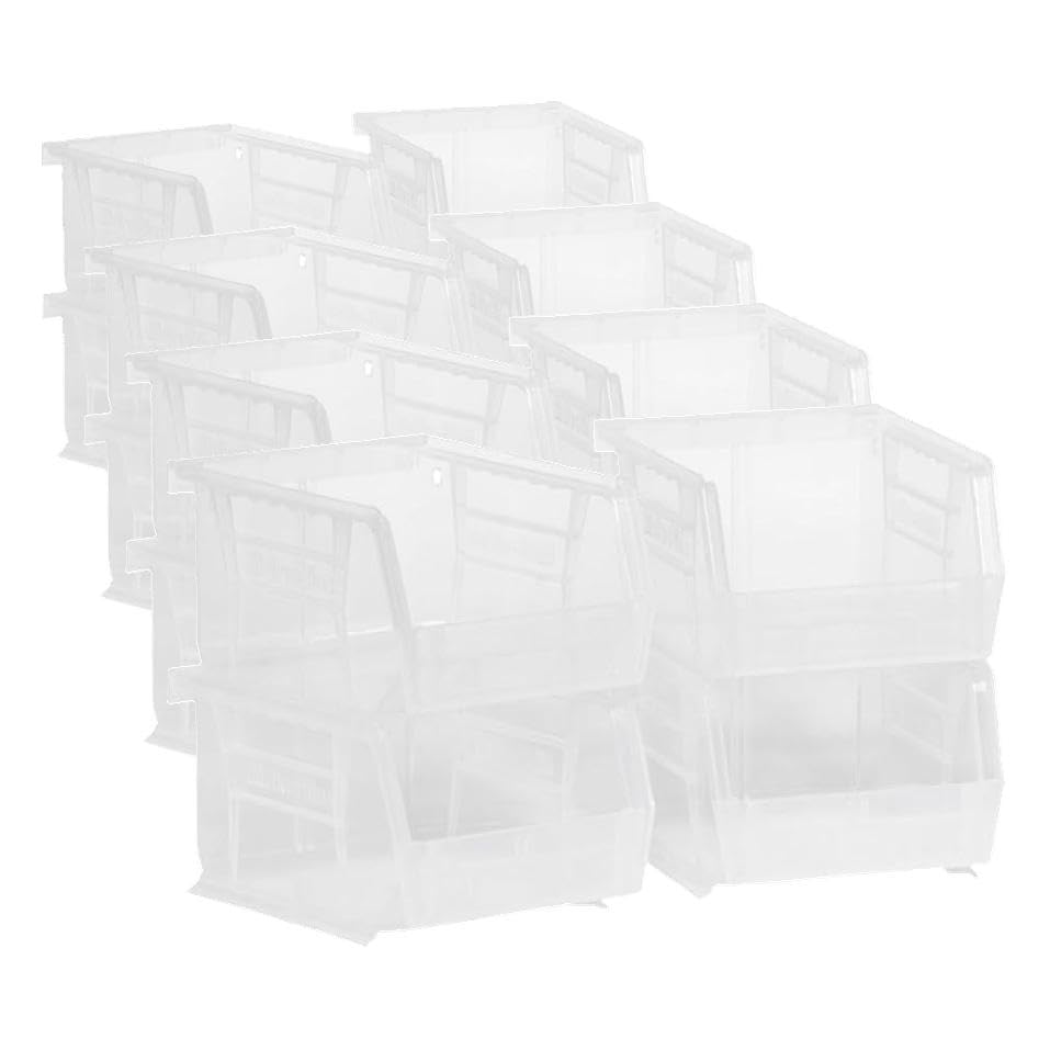 Image of Akro-Mils 30210 AkroBins Plastic Storage Bins,Space-Saving Stackable Bins for Garage,Pantry,Craft Organization,5-Inch x 4-Inch x 3-Inch,Clear,(Pack of 24)