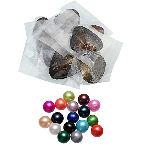 unbrand Freshwater Oysters Pearl, 20PCS/Lot Freshwater Cultured Pearl Oyster with Pearl Inside Oysters Random Colors Single Bead Round Pearls DIY Jewelry Making