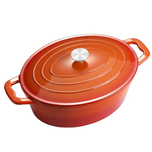 Enameled Orange Oval Dutch Oven