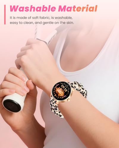 Correa para reloj Yoever DR03 1.27" diseño elástico blanco y leopardo miniatura 2