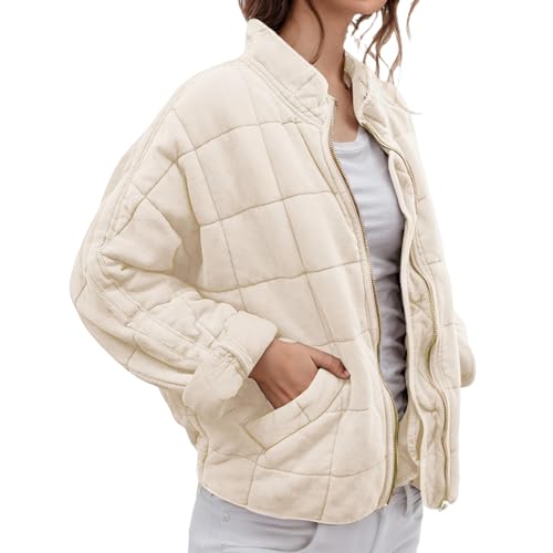 Oversized Quilted Down Jackets for Women Lightweight Puffer Jacket Trendy Casual Loose Stand Collar Fall Winter Coats3
