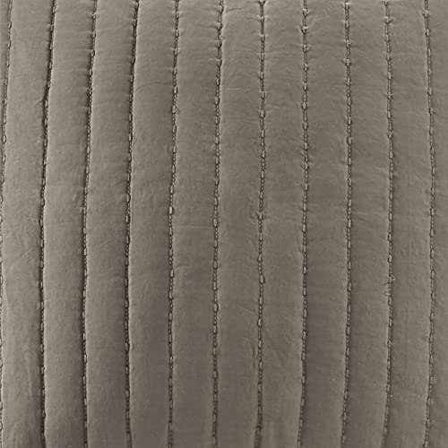 Image of INK+IVY Single 100% Cotton Euro Sham - European Square Decorative Pillow Cover, Hidden Zipper Closure (Pillow Insert NOT Included), Camila, Quilted Taupe 26 inchx26