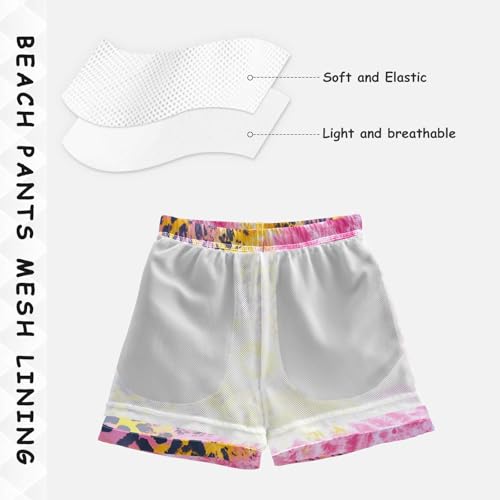 Leopard Pink Tie Dye Boys Swim Trunks, Quick Dry Toddler Beach Shorts Boy Swimwear Bathing Suit4