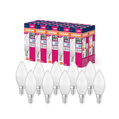 Osram Valeur d'étoile LED Classic B40 LAMPE LED pour la base E14, forme de bougie, FR, 470 lumens, blanc froid (4000K), remplacement des ampoules de 40W...