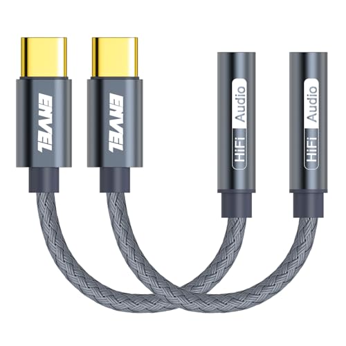 ENVEL Adattatore per cuffie da USB C a femmina da 3,5 mm, confezione da 2 cavi audio da tipo C a Aux compatibili con Samsung Galaxy S25/S24/S23, iPad Pro 2022/2021/2020, Google Pixel