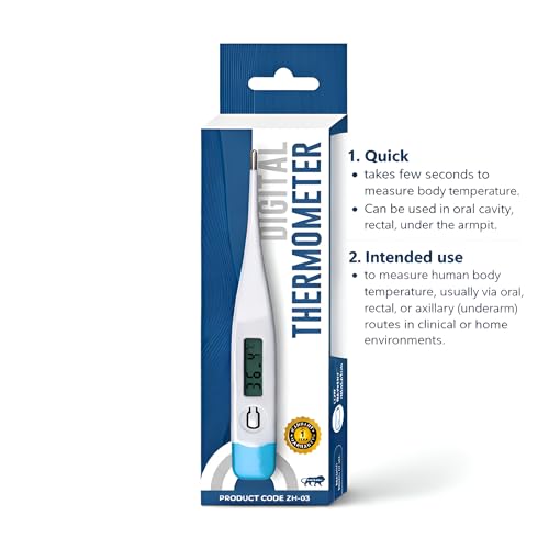 Image of Digital Thermometer With Quick Measurement For Fever Temperature Machine Clinical Thermometer Body Temperature Thermometer For Kids & Adults thermometer For Oral, Underarm & Rectal