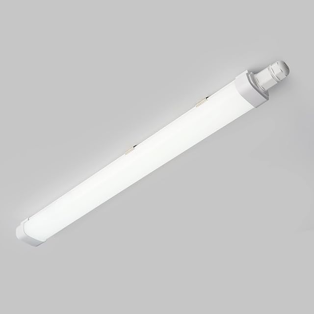 Sundertech LED Batten Light 2FT, Integrated Tube Light 0.6m 1660lm with Built in Connector IP65 Waterproof 15W Cold White Triproof for Garage Kitchen Under Cabinet Light (IP65 Cold White)