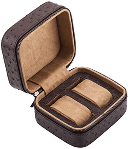 Uhrenbox-Uhrenreisetasche Tragbare Lederuhr mit Reißverschluss Aufbewahrungsbox Display Organizer Case Männer Frauen (Farbe: Blau)-Braun