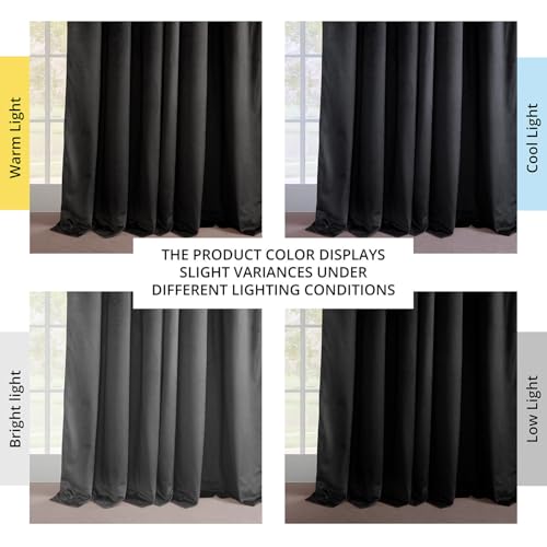 Image of HPD Half Price Drapes Velvet Blackout Curtains /Drapes - 84 Inches Long 1 Panel Blackout Curtain Signature Pleated for Living Room & Bedroom - 25W X 84L, Warm Black